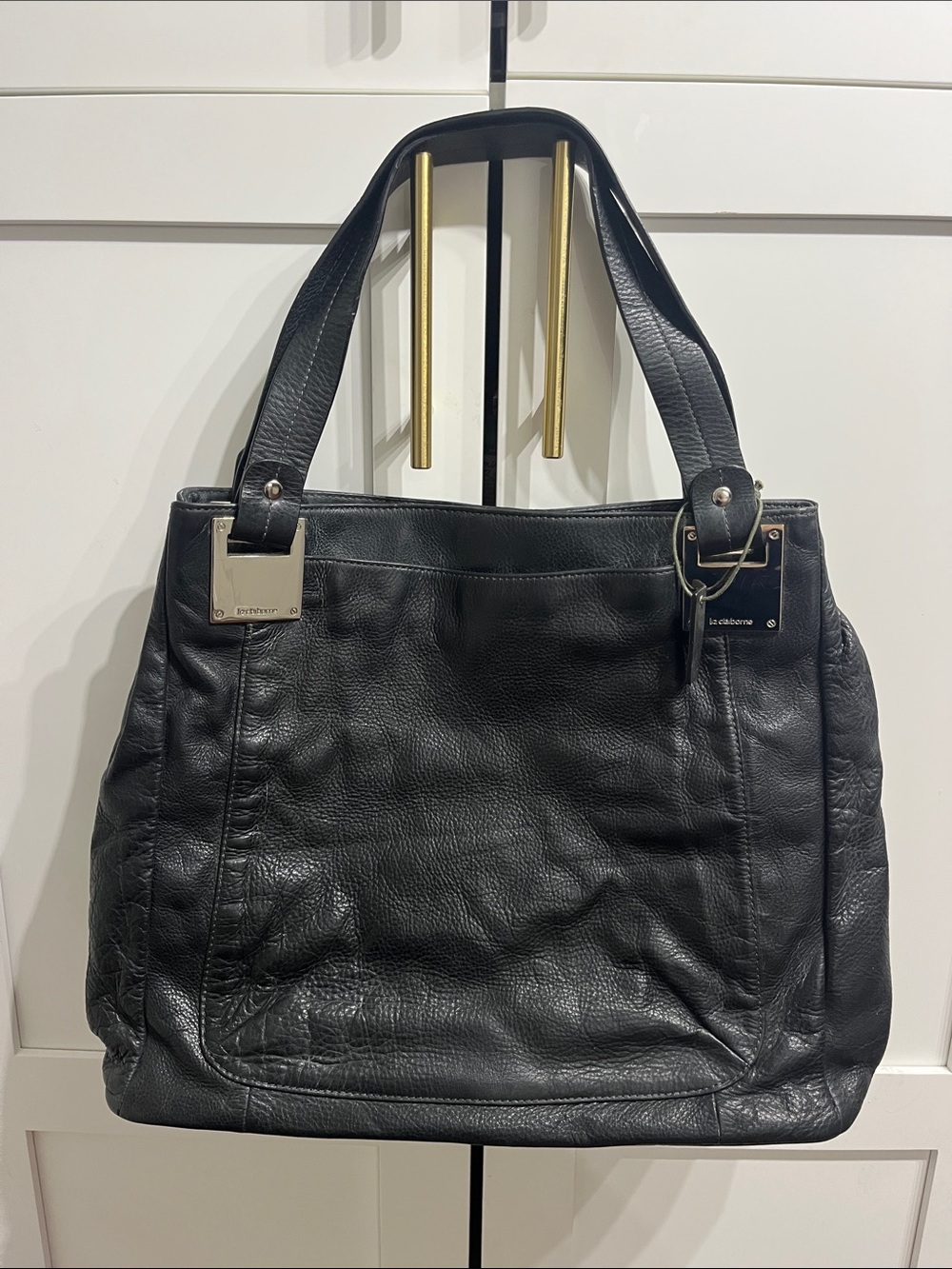 Liz Claiborne Black Leather Shoulder Tote